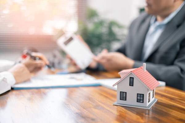 Explain and present information about home and mortgage purchases. Real estate agents bid homes in the project to explain in detail to clients. taxes and profits to invest in real estate concept.