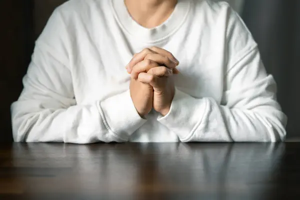 Woman hands praying to god. Christian life crisis prayer to god. Woman pray for god blessing to wishing have better life. Female hands worship to god. begging for forgiveness and believe in goodness.
