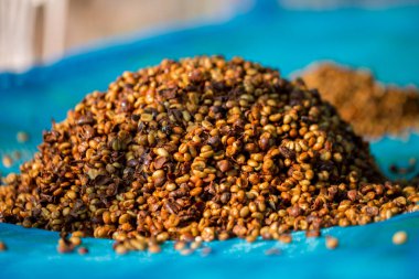 Akıllı çiftçilik teknikleri, kızartma makineleri kahve, güneş ışığı, güneş ışığı, güneş ışığı, tarım, çiftçi kavramını destekliyor.