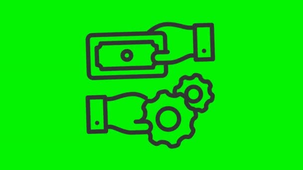 Compensation Animated Line Icon Isolated Green Screen Video Motion Graphic — Stock Video