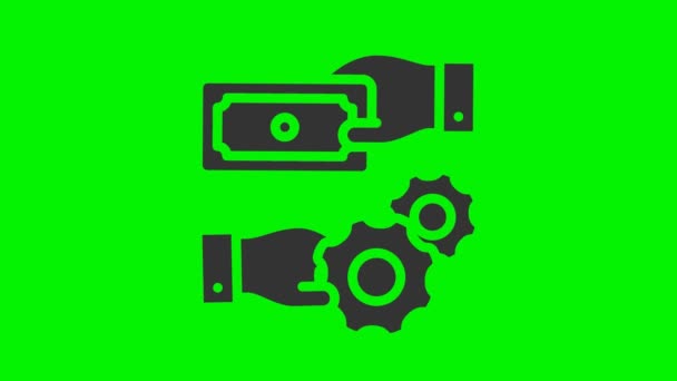 Kompenzace Animované Pevné Ikony Izolované Zelené Obrazovce Video Pohybová Grafická — Stock video