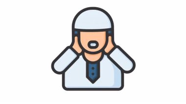 İçinde insan sembolü olan animasyon adzan. Hac, ramazan, müslüman, ramazan, islam, mübarek, kareem, din, kutlama, oruç, kültür, din, müslüman ve bayram için uygundur.