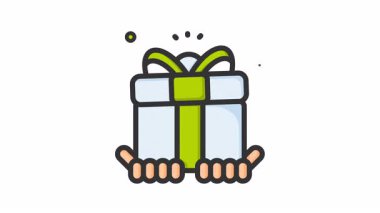 El ve hediye kutusu sembollü animasyon hediye kutusu. Hac, ramazan, müslüman, ramazan, islam, mübarek, kareem, din, kutlama, oruç, kültür, din, müslüman ve bayram için uygundur.