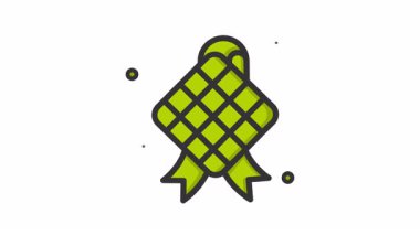 Dekorasyon sembollü canlandırılmış ketupa. Hac, ramazan, müslüman, ramazan, islam, mübarek, kareem, din, kutlama, oruç, kültür, din, müslüman ve bayram için uygundur.