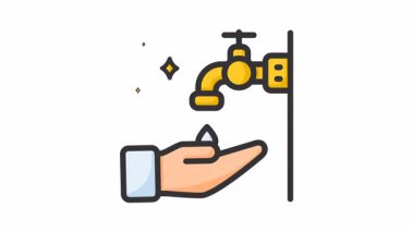 El ve musluk işaretli animasyon wudhu. Hac, ramazan, müslüman, ramazan, islam, mübarek, kareem, din, kutlama, oruç, kültür, din, müslüman ve bayram için uygundur.