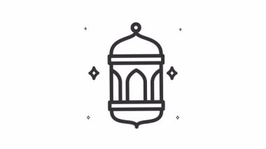 Süsleme sembollü animasyon feneri. Hac, ramazan, müslüman, ramazan, islam, mübarek, kareem, din, kutlama, oruç, kültür, din, müslüman ve bayram için uygundur.