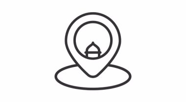 GPS ve harita sembollü animasyon konumu. Hac, ramazan, müslüman, ramazan, islam, mübarek, kareem, din, kutlama, oruç, kültür, din, müslüman ve bayram için uygundur.