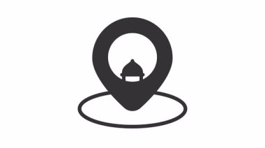 GPS ve harita sembollü animasyon konumu. Hac, ramazan, müslüman, ramazan, islam, mübarek, kareem, din, kutlama, oruç, kültür, din, müslüman ve bayram için uygundur.