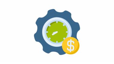 İş sunumlarında veya tasarımlarda finans veya zaman yönetimi kavramları için uygun şeffaf arkaplan üzerinde animasyon saat ve dolar sikke