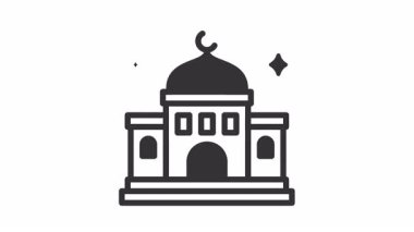 İnşaat sembollü animasyon camii. Hac, ramazan, müslüman, ramazan, islam, mübarek, kareem, din, kutlama, oruç, kültür, din, müslüman ve bayram için uygundur.