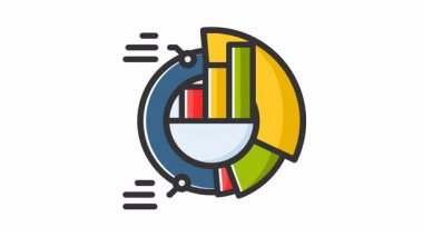 Maddi sunumlar veya veri analiz projeleri için ideal bar tablosu simgesine sahip animasyon istatistikleri. Raporlar, bilgi grafikleri, web siteleri ve eğitim materyalleri için mükemmel
