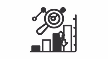 Büyütülmüş bar tablosu simgesi ile canlandırılmış pazar analizi finansal sunumlar veya veri analiz projeleri için idealdir. Raporlar, bilgi grafikleri, web siteleri ve eğitim materyalleri için mükemmel