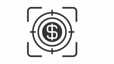 Kırmızı renkli ve sarı dolar işaretli animasyon hedefi. Finansal sunumlar ya da yatırımlarla ilgili tasarımlar için uygun. Mali markalaşma için cesur ve göz alıcı.