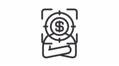 Hedef ve işadamı işaretli animasyon kafa avı. Maliye, çalışan, yönetim, takım çalışması, ofis, liderlik, lider, şirket, yönetici, istihdam, kalkınma ve işletme için uygundur