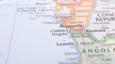 Cabinda 'nın Siyasi Harita Seyahat Konumu Makro Yakın Çekim Görünümü