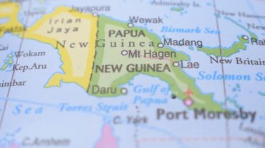 Yeni Gine 'nin Yeri, Kırmızı Pin Noktalı Politik Harita
