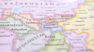 Seyahat Kavramı İtme İğnesi Tacikistan 'ın Siyasi Haritasını Gösteriyor