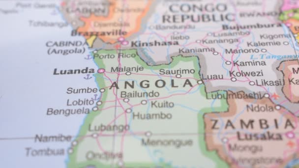Travel Concept Push Pin Pointing Political Map Location Angola — Stock Video