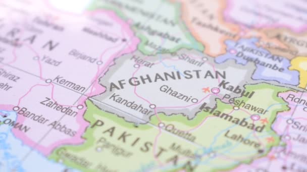Ubicación Afganistán Mapa Político Con Pin Rojo Señalando — Vídeos de Stock