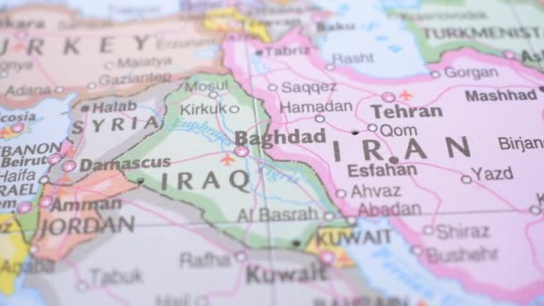 Placering Bagdad Politisk Karta Med Röd Push Pin Pekning — Stockvideo