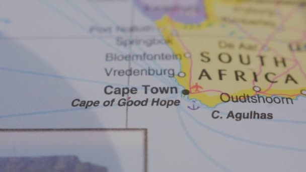 Poziția Localității Cape Town Hartă Politică Indicație Red Push Pin — Videoclip de stoc