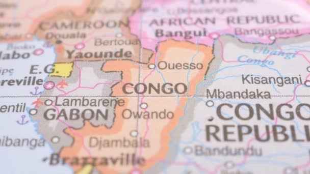 Ubicazione Del Congo Sulla Mappa Politica Concetto Viaggio Macro Close — Video Stock