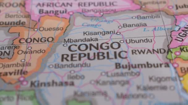 Lokalizacja Republika Konga Mapie Politycznej Koncepcja Podróży Makro Close View — Wideo stockowe