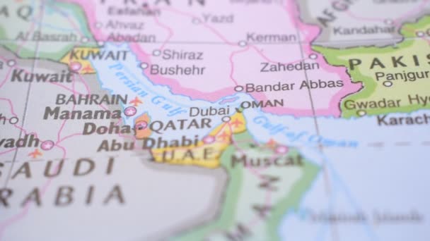 Situation Dubaï Sur Carte Politique Concept Voyage Macro Close View — Video