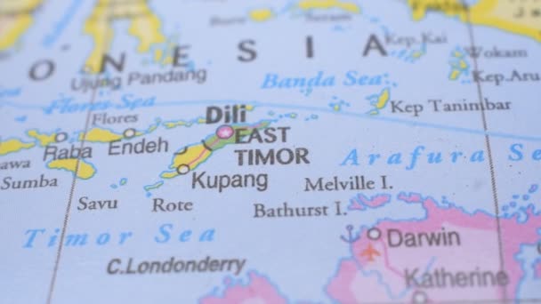 Situation Timor Oriental Sur Carte Politique Concept Voyage Macro Close — Video