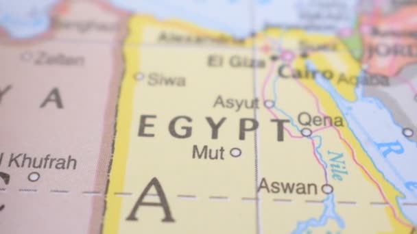 Położenie Egiptu Mapie Politycznej Koncepcja Podróży Makro Widok Bliska — Wideo stockowe