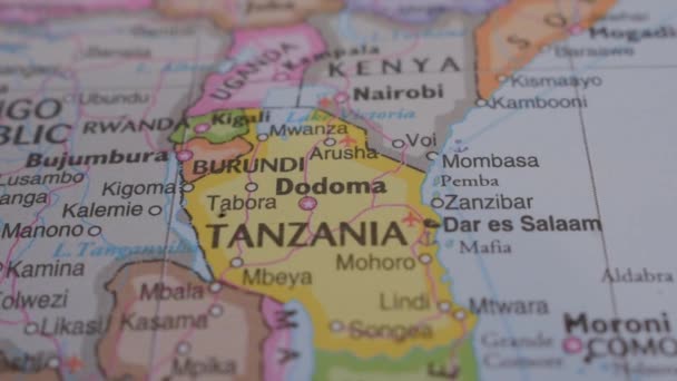 Ubicación Dodoma Mapa Político Con Pin Rojo Señalando — Vídeo de stock