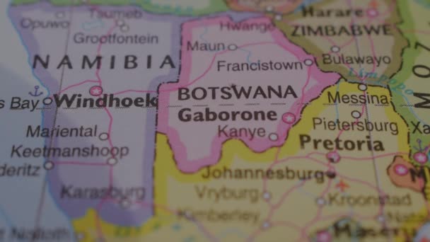 Placering Gaborone Politisk Karta Med Röd Push Pin Pekning — Stockvideo
