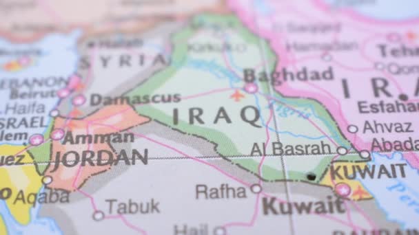 伊拉克的位置 红色推杆的政治地图 — 图库视频影像