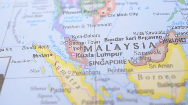Localização Kuala Lumpur Mapa Político Com Red Push Pin Apontando — Vídeo de Stock