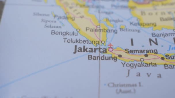 Расположение Политической Карте Концепция Проезда Макро Крупный План Джакарта — стоковое видео