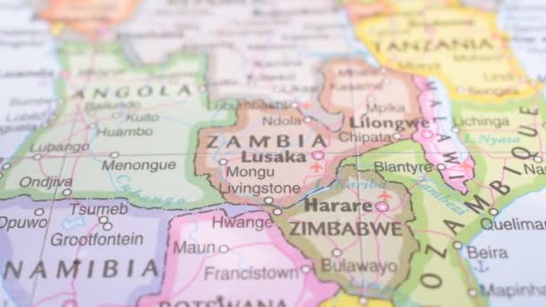 Ubicación Lusaka Mapa Político Con Pin Rojo Señalando — Vídeo de stock