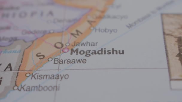 Mogadishu Elhelyezkedése Politikai Térkép Piros Push Pin Pointing — Stock videók