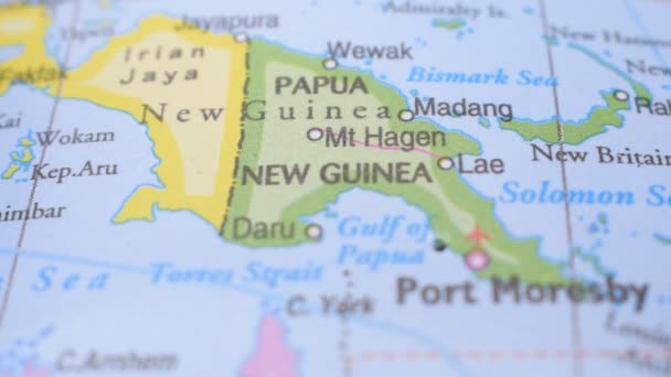 Localisation Nouvelle Guinée Carte Politique Avec Red Push Pin Pointant — Video