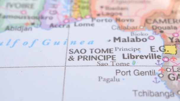 Poziția Localității Sao Tome Principe Hartă Politică Indicație Roșie Push — Videoclip de stoc