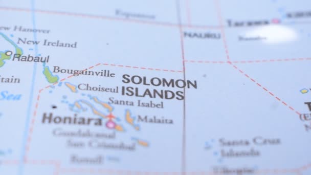 Concepto Viaje Push Pin Apuntar Mapa Político Ubicación Las Islas — Vídeo de stock