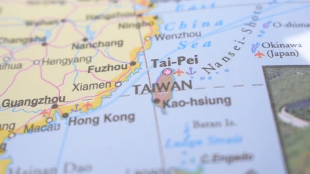 Lokalizacja Tajwanu Mapa Polityczna Czerwonym Przyciskiem Wskazującym — Wideo stockowe