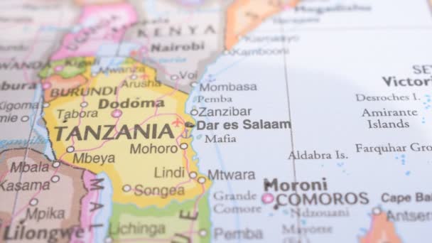 Localização Zanzibar Mapa Político Com Red Push Pin Apontando — Vídeo de Stock
