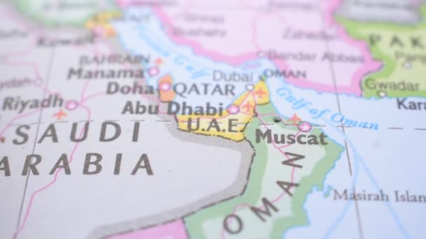 Lokalizacja Zjednoczonych Emiratów Arabskich Mapa Polityczna Czerwonym Przyciskiem — Wideo stockowe