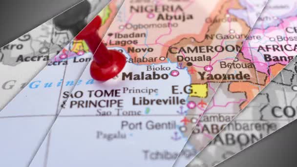 Elegancka Animacja Slajdów Malabo Push Pin Pointing Geographic Area World — Wideo stockowe