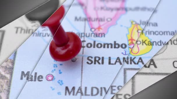 Una Elegante Animación Diapositivas Sri Lanka Push Pin Señalando Área — Vídeos de Stock