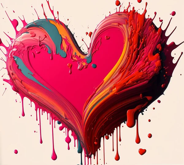 Colorful Heart Shape Made of Paint Drops and Splatters Perfect for Valentine\'s Day