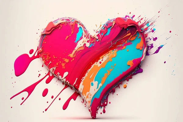 Colorful Heart Shape Made of Paint Drops and Splatters Perfect for Valentine\'s Day