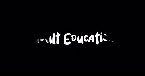 Adult Education Effect Grunge Transition Typography Text Animation Black Background — Stock Video