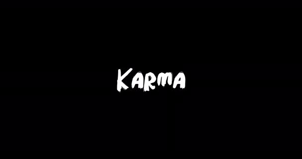 Karma Grunge Transition Effet Typographie Texte Animation Sur Fond Noir — Video