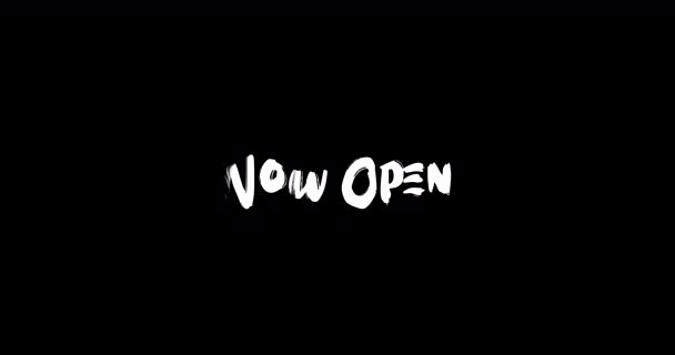 Now Open Grunge Transition Effect Typography Text Animation Black Background — Stok Video